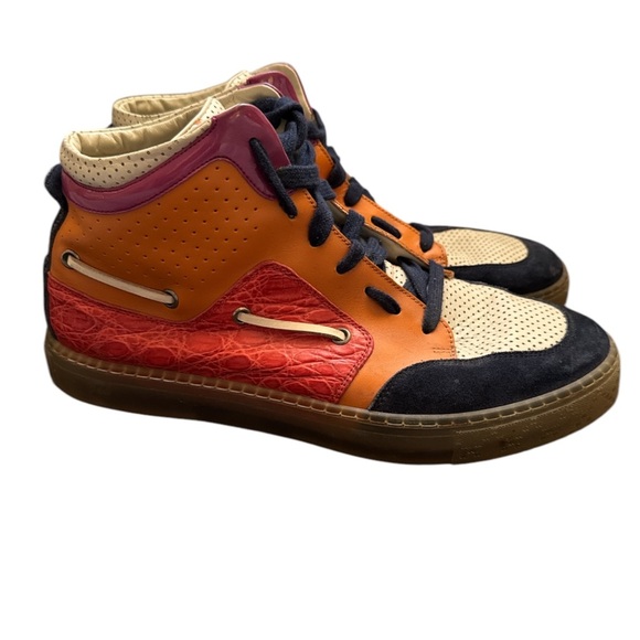 🟤 AUTHENTIC GUCCI HIGH-TOP SNEAKERS MULTICOLOR PVC 309521-Men’s Size 8 - Picture 1 of 13